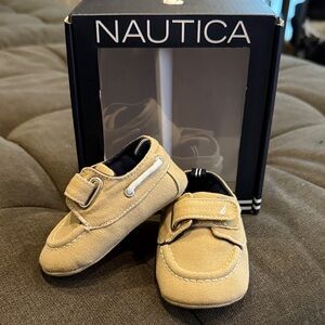 Nautica Toddler Canvas Hook-and-Loop Moccasins in Beige